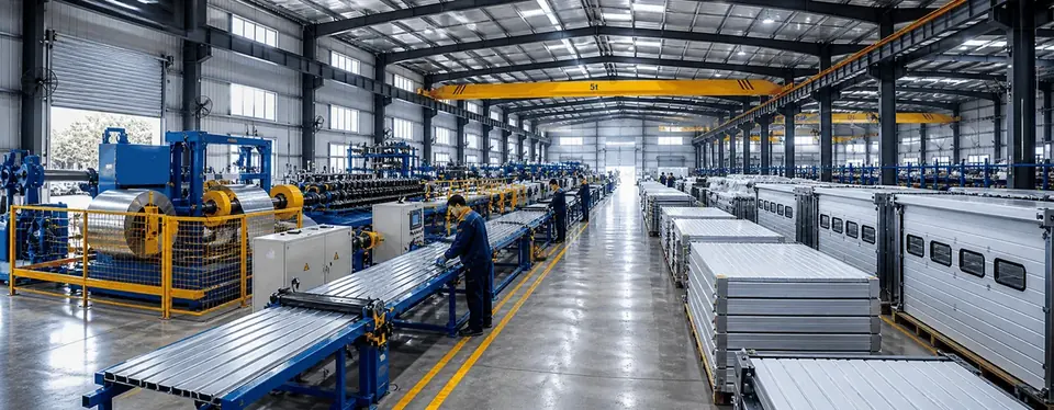 Industrial door production workshop