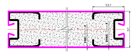 Industrial horizontal folding door panel detail