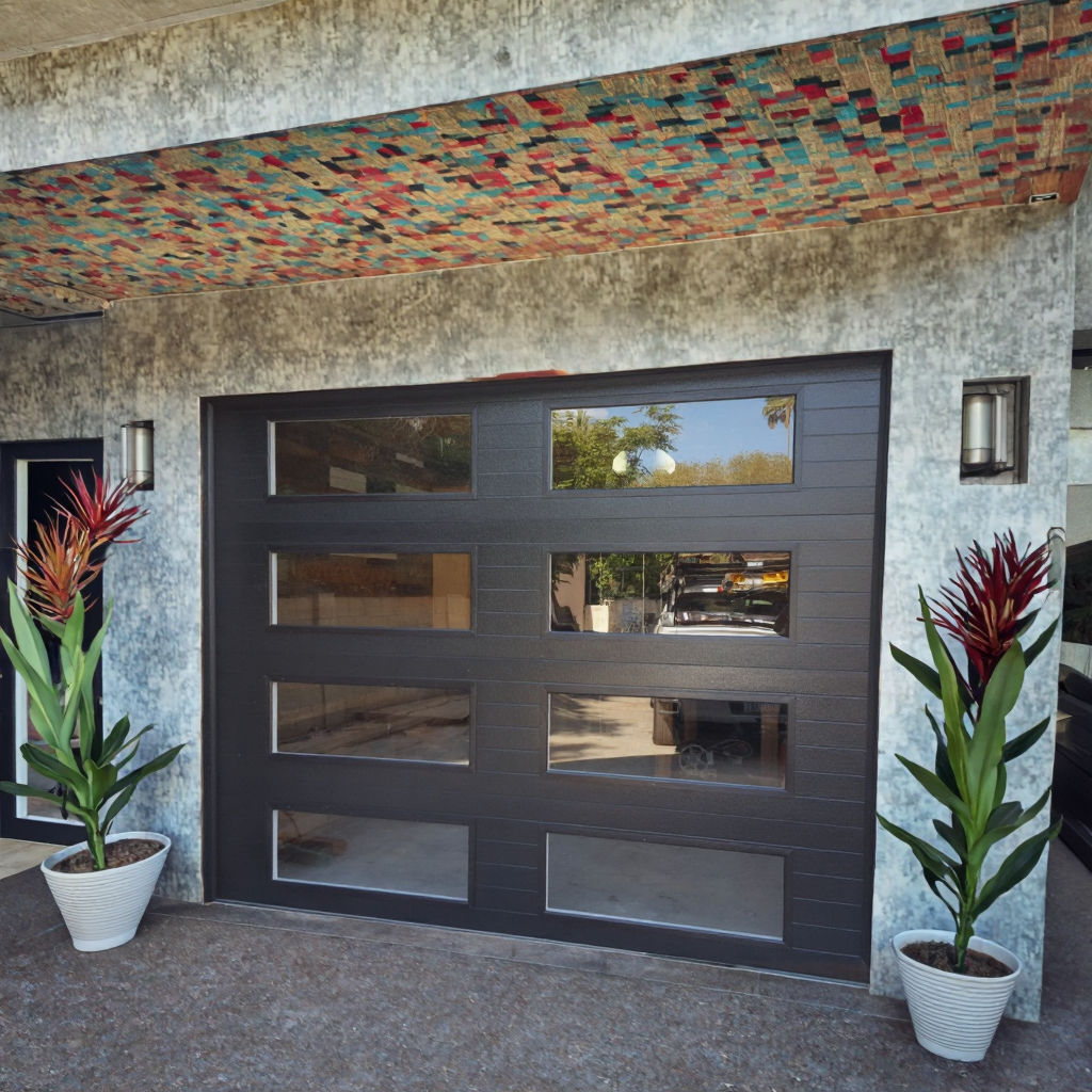 Transparent Tempered Glass Aluminum Garage Door