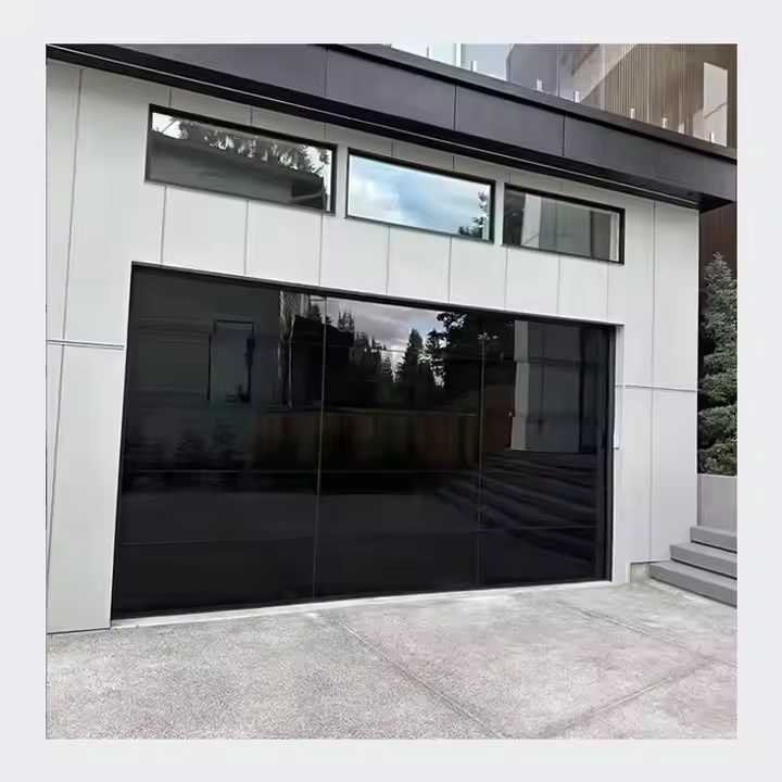 Custom Aluminum Garage Door with Tempered Glass Panels