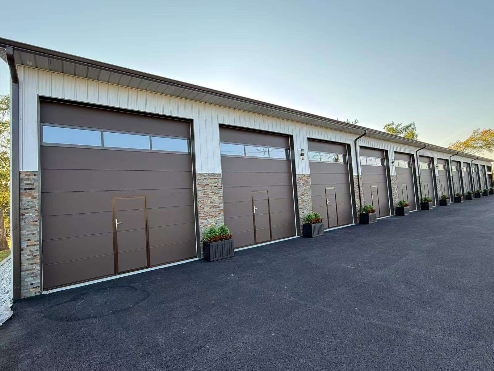 Galvanized Steel Sectional Garage Door with Full Vision Glass Panels